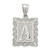 Sterling Silver Square Diamond-cut Letter A Initial Pendant