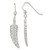 Sterling Silver Textured CZ Feather Shepherd Hook Earrings