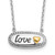 Sterling Silver w/14k accent Rh-plated Enamel LOVE w/2in. ext Necklace