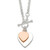 Sterling Silver w/Rose gold-plat Engraveable Double Heart Toggle Necklace