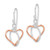 Sterling Silver w/Rose Vermeil Heart Dangle Earrings