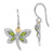 Sterling Silver/14k RH-plated Peridot/Diamond Dragonfly Earrings