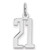 Sterling Silver/Rhodium-plated Elongated Number 21 Charm