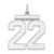 Sterling Silver/Rhodium-plated Polished Number 22 Charm - QP-CF220F07-8206