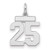 Sterling Silver/Rhodium-plated Polished Number 25 Charm