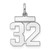 Sterling Silver/Rhodium-plated Polished Number 32 Charm - QS-DF45DDEA-8248