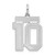 Sterling Silver/Rhodium-plated Satin Number 10 Charm - QP-11B3CF33-5234