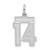 Sterling Silver/Rhodium-plated Satin Number 14 Charm - QP-945B356E-9364