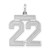 Sterling Silver/Rhodium-plated Satin Number 22 Charm - QP-D4C10AA2-4481