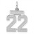 Sterling Silver/Rhodium-plated Satin Number 22 Charm - QP-DF0A34A0-3907