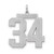 Sterling Silver/Rhodium-plated Satin Number 34 Charm - QP-DC4B688B-5234