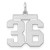 Sterling Silver/Rhodium-plated Satin Number 36 Charm