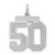 Sterling Silver/Rhodium-plated Satin Number 50 Charm - QP-CF1E12D8-9432