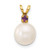 14k 8-8.5mm White Round Freshwater Cultured Pearl and .07AM Amethyst Pendant