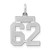 Sterling Silver/Rhodium-plated Satin Number 62 Charm - QP-5D3F5C52-3831