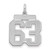 Sterling Silver/Rhodium-plated Satin Number 63 Charm
