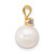14k 8-8.5mm White Round Freshwater Cultured Pearl and .07TZ Tanzanite Pendant