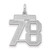 Sterling Silver/Rhodium-plated Satin Number 78 Charm