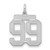 Sterling Silver/Rhodium-plated Satin Number 99 Charm - QP-00F29DE7-1747
