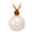 14k 8-8.5mm White Round Freshwater Cultured Pearl and .09GA Garnet Pendant
