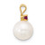 14k 8-8.5mm White Round Freshwater Cultured Pearl and .09RU Ruby Pendant