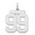 Sterling/Silver Rhodium-plated Polished Number 99 Charm