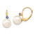 14k 8-8.5mm White Round Freshwater Cultured Pearl and .14TZ Tanzanite Leverback Earrings