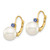 14k 8-8.5mm White Round Freshwater Cultured Pearl and .14TZ Tanzanite Leverback Earrings