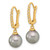 14k 8-9mm Black Round Tahitian Saltwater Cultured Pearl and .07 Carat Diamond Leverback Dangle Earrings