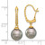 14k 8-9mm Black Round Tahitian Saltwater Cultured Pearl and .07 Carat Diamond Leverback Dangle Earrings