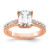 True Origin 14K Rose Gold 3/8 carat Lab Grown Diamond VS  D E F  Semi Mount Emerald Engagement Ring - RM-685038DB-8236