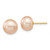 14k 8-9mm Pink Button Freshwater Cultured Pearl Stud Post Earrings