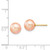 14k 8-9mm Pink Round Freshwater Cultured Pearl Stud Post Earrings