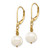 14k 8-9mm White Near-Round Freshwater Cultured Pearl Dangle Leverback Earrings