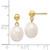 14k 8-9mm White Rice Freshwater Cultured Pearl Post Dangle Earrings