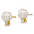 14k 8-9mm White Round Akoya Saltwater Cultured Pearl and 1/5 Carat Diamond Post Earrings