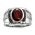 White Night Sterling Silver Black Rhodium-plated Garnet and Diamond Oval Men's Ring - QR-E7CAAC1E-5956