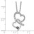 White Night Sterling Silver Rhodium-plated Black and White Diamond Double Heart 18 Inch Necklace with 2 Inch Extender - QP-96C60C91-3293