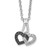 White Night Sterling Silver Rhodium-plated Black and White Diamond Double Heart 18 Inch Necklace with 2 Inch Extender - QP-97EDA803-7987