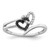 White Night Sterling Silver Rhodium-plated Black and White Diamond Double Heart Ring - QR-657D888A-6607