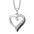 White Night Sterling Silver Rhodium-plated Black and White Diamond Heart Necklace with 2 Inch Extender - QP-12C711C0-7259