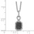 White Night Sterling Silver Rhodium-plated Black and White Diamond Rectangle Pendant 18 Inch Necklace with 2 Inch Extender