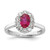 10k White Gold 5/8 carat Lab Grown Diamond VS/SI+ G+ and Oval Lab Created Ruby Halo Fashion Ring