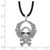 White Night Sterling Silver Rhodium-plated Black and White Diamond Skull 18 Inch Rubber Cord Necklace