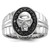 White Night Sterling Silver Rhodium-plated Black Diamond Oval Skull Men's Ring - QR-CFFEEFC0-8336