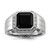 White Night Sterling Silver Rhodium-plated Diamond and Black Onyx Square Men's Ring - QR-A89A99BE-3551