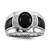 White Night Sterling Silver Rhodium-plated Diamond and Onyx Men's Ring - QR-3D1C40EE-1802