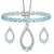 Earring, bracelet, and necklace set crafted in sterling silver with rhodium plating. Swiss blue topaz.
