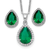 Simulated Emerald and CZ Necklace and Earrings Set