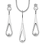 This elegant necklace and earring set is crafted in sterling silver with a refined rhodium-plated finish. The open teardrop design is accented with a single sparkling diamond.